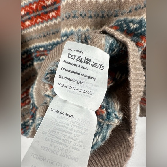 J. Crew Fair Isle 100% Lambswool Crewneck Sweater Heather Praline Men's | Medium - Picture 10 of 10